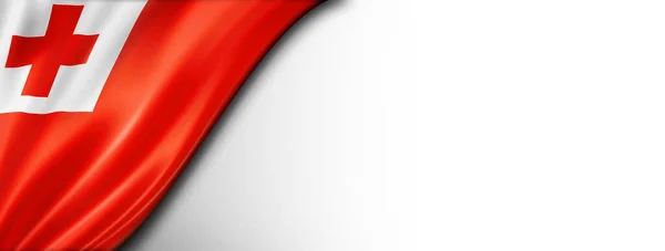 汤加国旗与白色隔离 水平全景横幅 — 图库照片