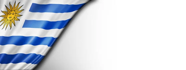 Σημαία Ουρουγουάης Απομονωμένη Στα Λευκά Οριζόντια Πανοραμική — Φωτογραφία Αρχείου