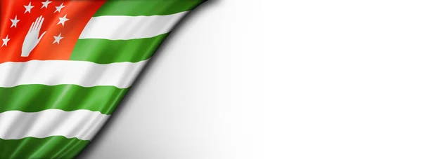 Abházia Zászló Elszigetelt Fehér Vízszintes Panoráma Transzparens — Stock Fotó