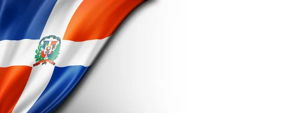 Bandeira República Dominicana Isolada Branco Bandeira Panorâmica Horizontal — Fotografia de Stock