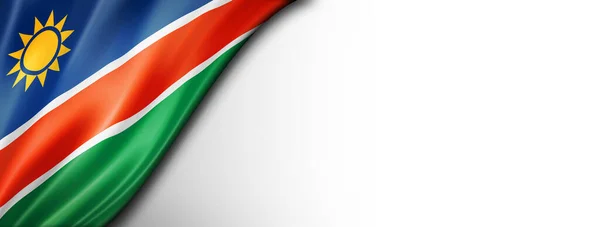 Bandeira Namíbia Isolada Branco Bandeira Panorâmica Horizontal — Fotografia de Stock