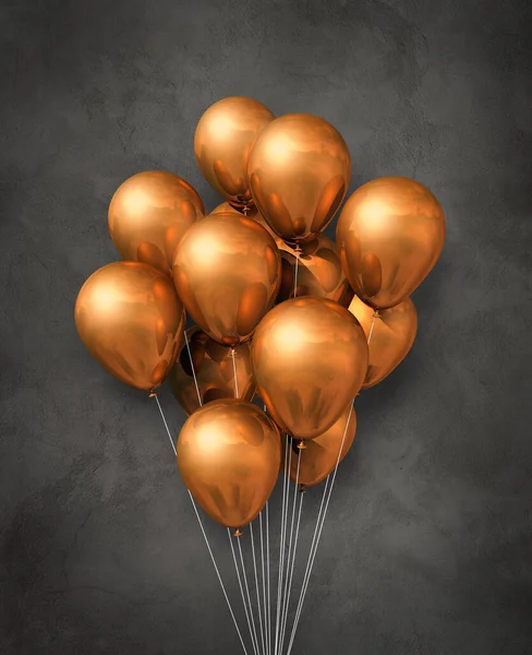 暗い具体的な背景に銅空気気球グループ 3Dイラストレンダリング — ストック写真