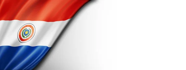 Paraguay Zászló Elszigetelve Fehéren Vízszintes Panoráma Transzparens — Stock Fotó