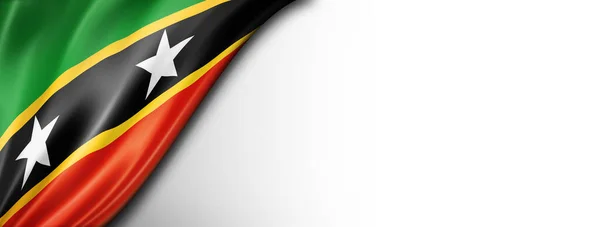 Saint Kitts Nevis Flag Isolated White Horizontal Panoramic Banner — Stock Photo, Image