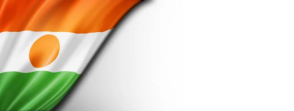 Flaga Nigerska Odizolowana Białym Poziomy Baner Panoramiczny — Zdjęcie stockowe