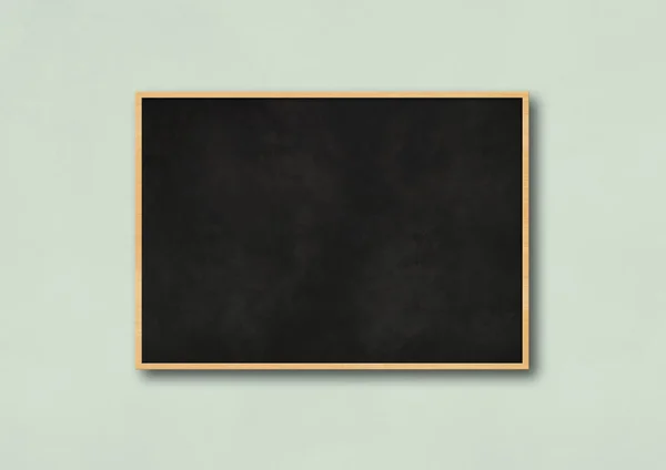 Traditional Black Board Isolated Light Blue Background Blank Horizontal Mockup — Stock Photo, Image
