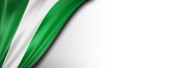 尼日利亚国旗在白色上隔离 水平全景横幅 — 图库照片