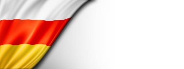 Güney Osetya bayrağı beyazda izole edilmiş. Yatay panoramik pankart.