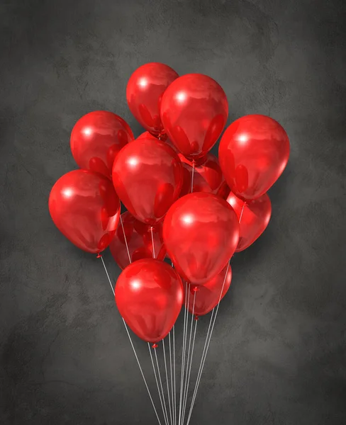 Rode Lucht Ballonnen Groep Een Donkere Betonnen Achtergrond Illustratie Renderen — Stockfoto