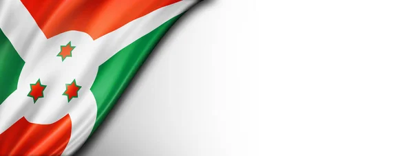 Burundi Bayrağı Beyazda Izole Edilmiş Yatay Panoramik Pankart — Stok fotoğraf