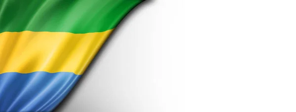 Gabon Vlag Geïsoleerd Wit Horizontale Panoramische Banner — Stockfoto