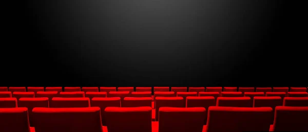 Cine Sala Cine Con Asientos Rojos Filas Fondo Negro Espacio — Foto de Stock