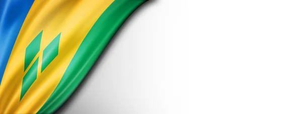 Saint Vincent Och Grenadinerna Flagga Isolerad Vitt Horisontell Panoramabanderoll — Stockfoto