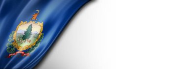 Vermont bayrağı beyaz duvar afişinde, ABD. 3B illüstrasyon