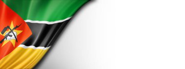 Mozambik bayrağı beyaza izole edilmiş. Yatay panoramik pankart.