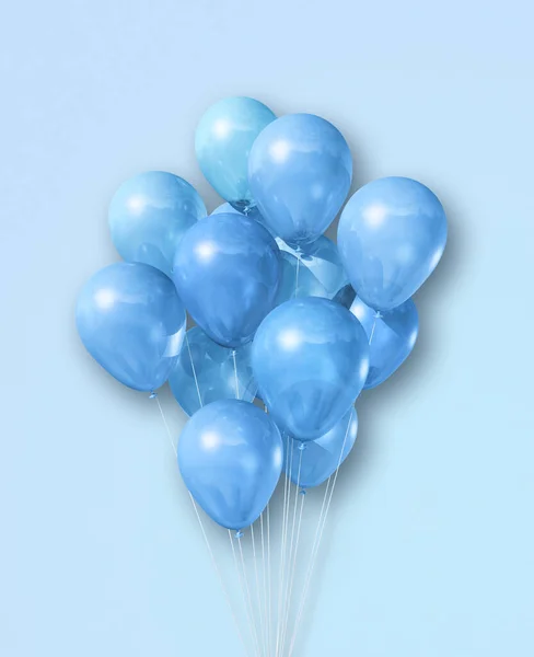 Groupe Ballons Air Cyan Isolés Sur Fond Bleu Clair Illustration — Photo