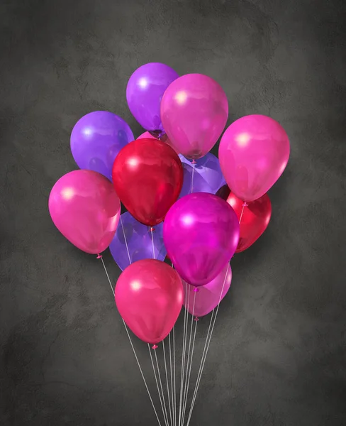 Gruppo Palloncini Aria Rosa Uno Sfondo Cemento Scuro Rendering Illustrazione — Foto Stock