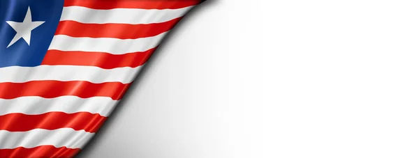 Liberia Vlag Geïsoleerd Wit Horizontale Panoramische Banner — Stockfoto