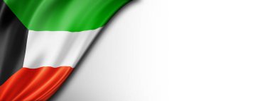 Kuveyt bayrağı beyazda izole edildi. Yatay panoramik pankart.