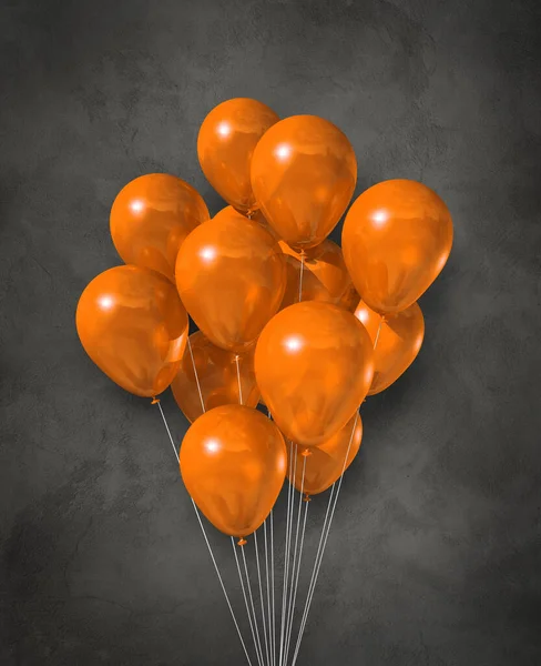 Orangefarbene Luftballons Gruppieren Sich Auf Einem Dunklen Betongrund Illustrationsrenderer — Stockfoto