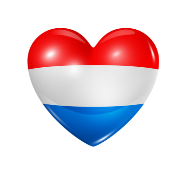 aşk Hollanda sembolü. izole kırpma yolu ile beyaz üzerinde 3d kalp bayrak simgesi