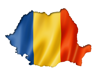 루마니아 깃발 지도, 3 차원 렌더링, 흰색 절연