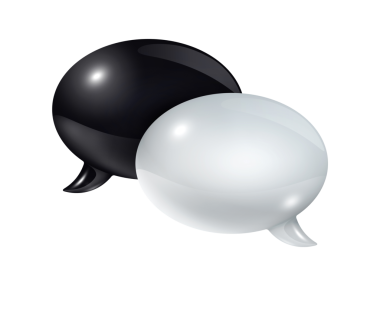 beyaz izole 3d siyah beyaz konuşma balonları