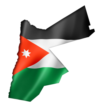 Ürdün bayrağı göster, üzerinde beyaz izole üç boyutlu render