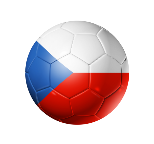 3D futbol topuyla Çekoslovakya / Çek Cumhuriyeti bayrağı, Dünya Futbol Kupası 2010 takım. Beyaz kırpma yolu ile izole