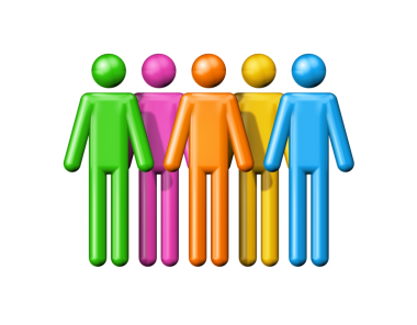 üç boyutlu çöp adam grubu, iletişim sembolü, renkli