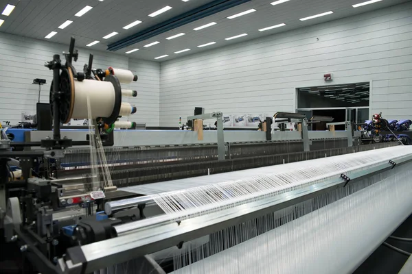 Weaving Automatic Machines Weaving Method Textile Production Which Two Distinct — Stock Photo, Image