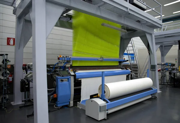 Máquinas Automáticas Tecelagem Tecelagem Método Produção Têxtil Que Dois Conjuntos Fotografias De Stock Royalty-Free