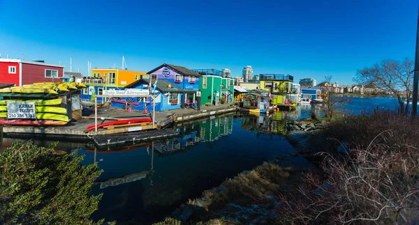 Вікторія Канада Лютого 2019 Внутрішній Порт Вікторія Рибалки Wharf Приховані — стокове фото