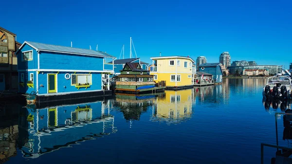 Floating Home Village Houseboats Fisherman Wharf Inner Harbor Victoria British —  Fotos de Stock
