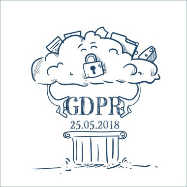 veri sütun üzerinde genel veri koruma yönetmeliği Gdpr server secuirity guard el çizimi bulut