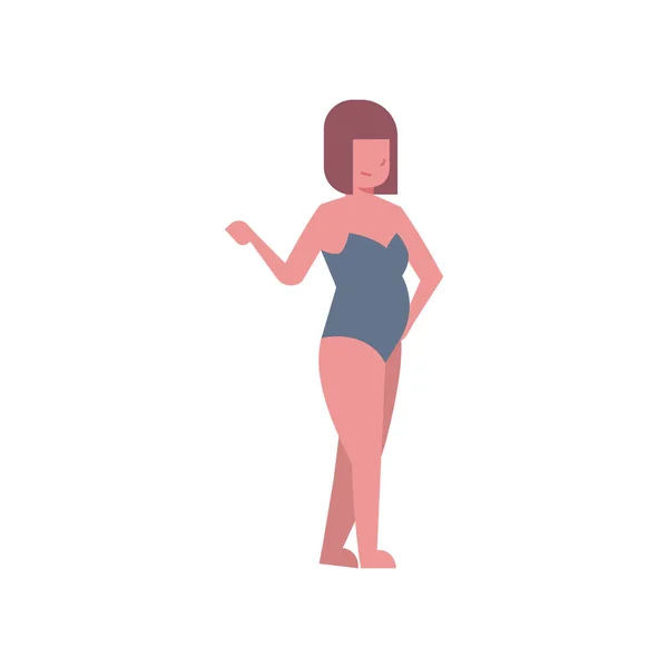 Bikini žena bod ruku šedé plavky na bílém pozadí tělo tvar koncept plochý — Stockový vektor