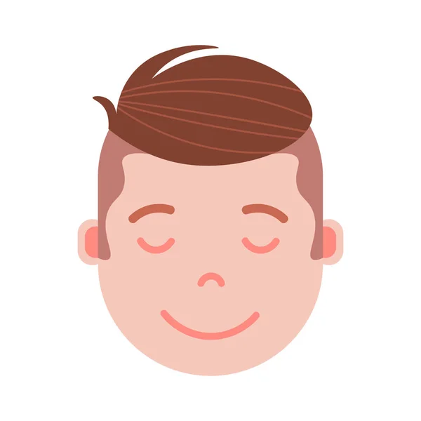 Garçon tête émoji icône de personnage avec des émotions faciales, personnage avatar, homme sommeil sourire visage avec différents concepts d'émotions masculines. design plat . — Image vectorielle