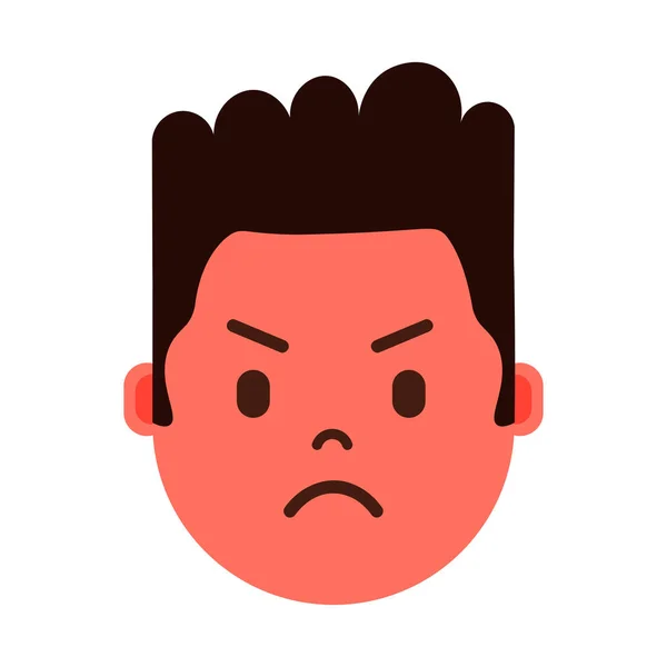 Africain garçon tête émoji icône de personnage avec des émotions faciales, personnage avatar, homme visage en colère avec différents concepts d'émotions masculines. design plat . — Image vectorielle