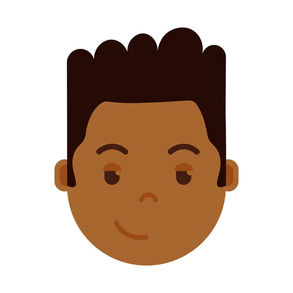 Afrikaanse jongen hoofd emoji personage pictogram met gezichts emoties, avatar karakter, de sluwe gezicht man met verschillende mannelijke emoties concept. platte ontwerp. — Stockvector