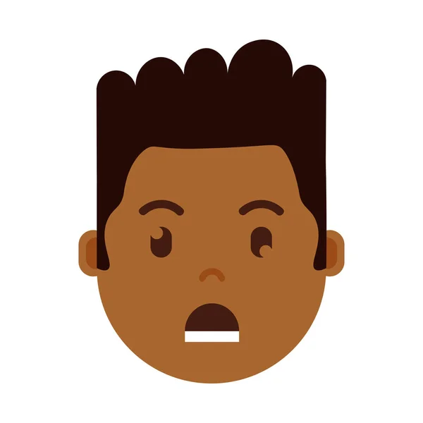 Émoji de tête de garçon africain avec des émotions faciales, personnage avatar, visage attristé par l'homme avec différents concepts d'émotions masculines. design plat . — Image vectorielle