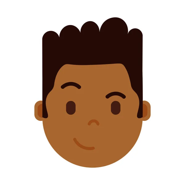 Afrikaanse jongen hoofd emoji personage pictogram met gezichts emoties, avatar karakter, de sluwe gezicht man met verschillende mannelijke emoties concept. platte ontwerp. — Stockvector