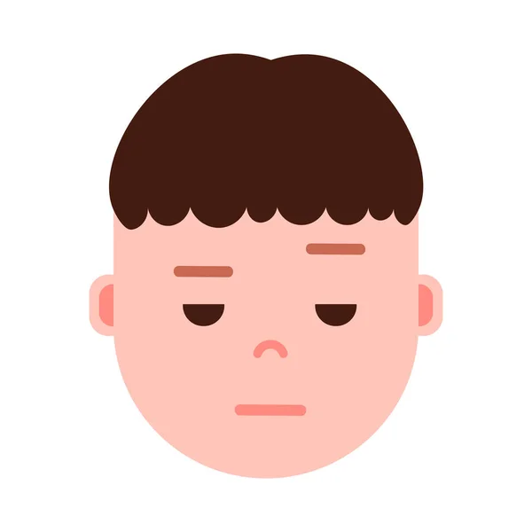 Émoji tête de garçon avec des émotions faciales, personnage avatar, visage douloureux de l'homme avec différents concepts d'émotions masculines. design plat . — Image vectorielle