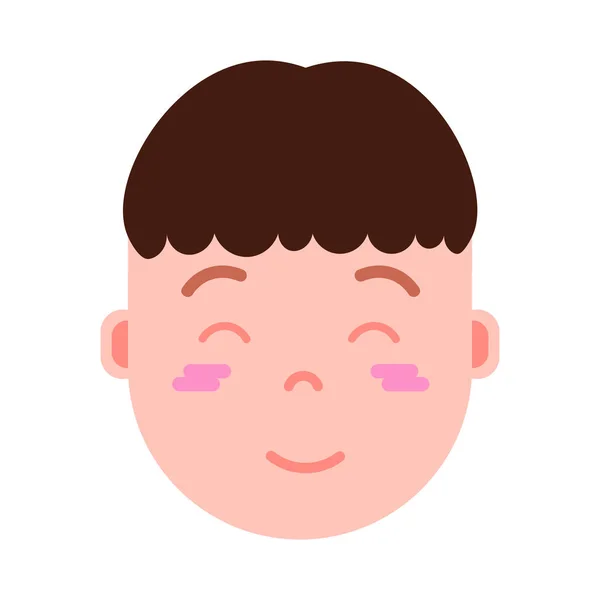 Garçon tête émoji icône de personnage avec des émotions faciales, personnage avatar, homme embarrasser visage avec différents concepts d'émotions masculines. design plat . — Image vectorielle