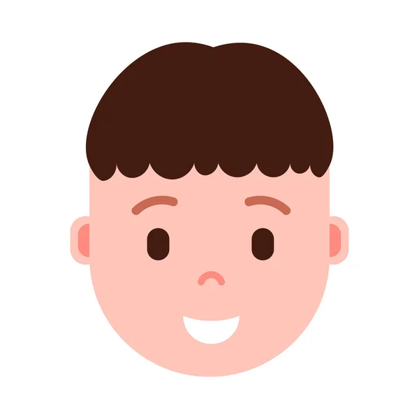 Garçon tête émoji icône de personnage avec des émotions faciales, personnage avatar, visage satisfait de l'homme avec différents concepts d'émotions masculines. design plat . — Image vectorielle