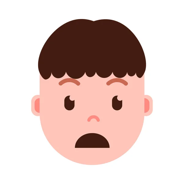 얼굴 감정, 아바타 캐릭터, 보 머리 emoji 남자 애도 다른 남성 감정 개념으로 얼굴. 평면 디자인. — 스톡 벡터