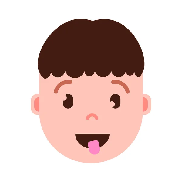 Garçon Tête Émoji Icône Personnage Avec Des Émotions Faciales Personnage — Image vectorielle