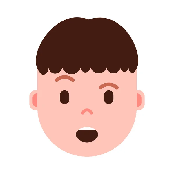 얼굴 감정, 아바타 캐릭터, 보 머리 emoji 인물 아이콘 남자 얼굴 다른 남성 감정 개념을 만족. 평면 디자인. — 스톡 벡터