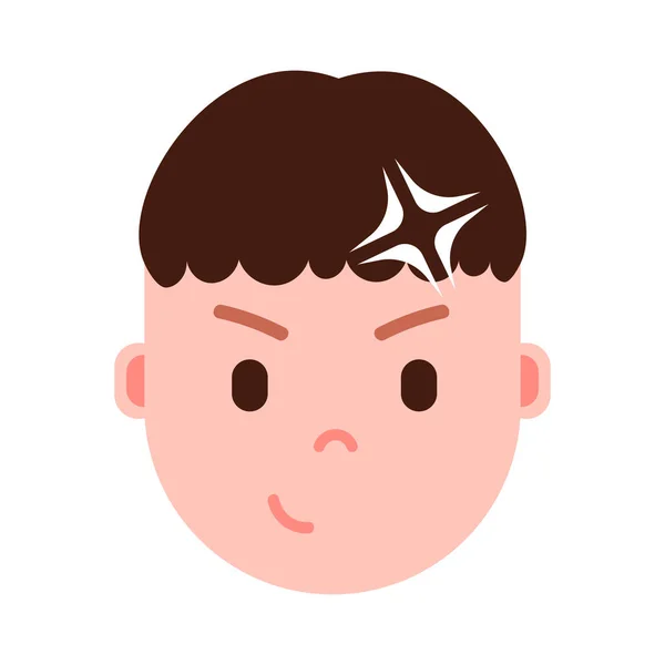 Boy head emoticon personaggio emoji con emozioni facciali, personaggio avatar, uomo faccia idea con diverse emozioni maschili concetto. design piatto . — Vettoriale Stock