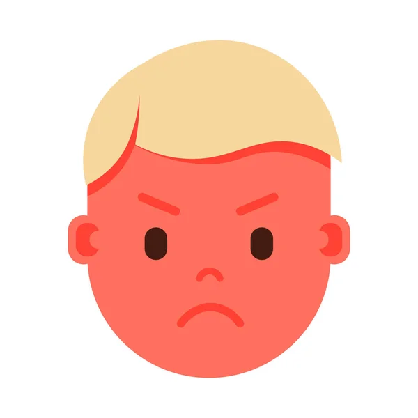 Menino Cabeça Emoji Personagem Ícone Com Emoções Faciais Personagem Avatar — Vetor de Stock