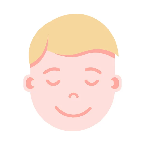 Boy head emoticon personaggio emoji con emozioni facciali, personaggio avatar, l'uomo dorme volto sorridente con diverse emozioni maschili concetto. design piatto . — Vettoriale Stock